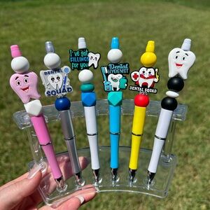 2/$14 silicone beaded pens - dental theme